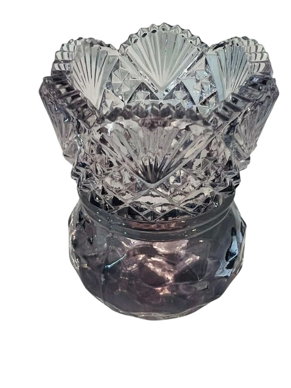 Westmoreland EAPG Amethyst Lavender Glass Toothpick Holder Fan Diamond